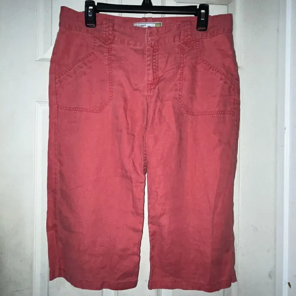 Linen‎ Cropped Pants Lot Of 2 Women’s Size 8 Banana Republic Old Navy